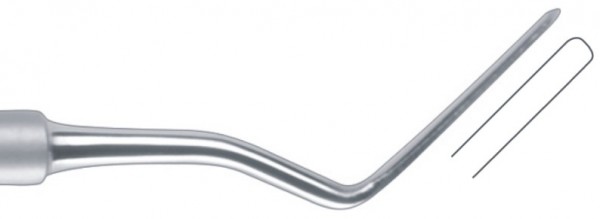 Periotome, Single Ended, Curved over Surface, Tips width=2mm